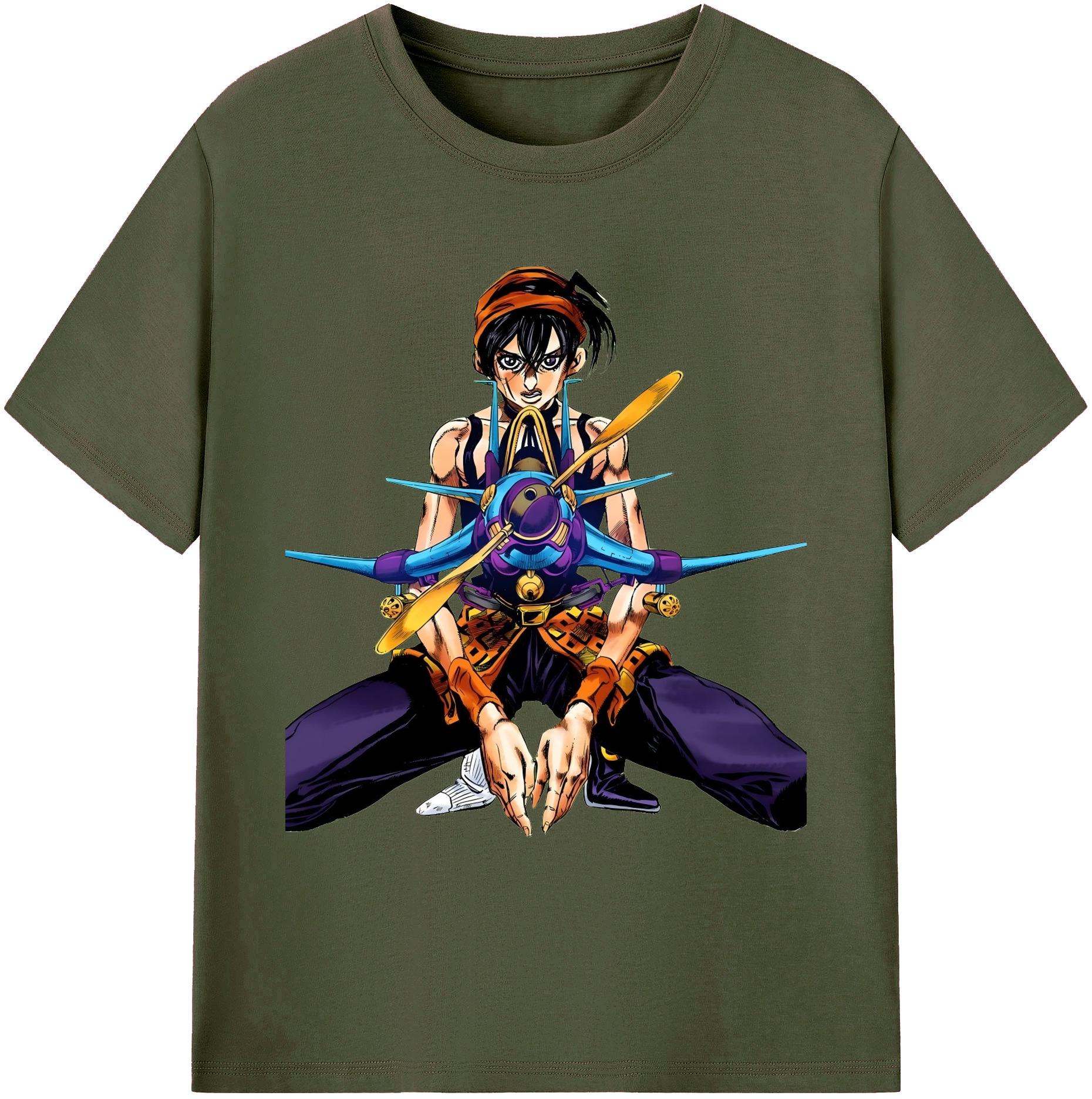 （画像用） ジョジョの奇妙な冒険 ナランチャ?ギルガ JoJo's Bizarre Adventure Narancia Ghirga 綿100％ メンズ半袖Tシャツ｜肌触りやわらか＆通気性